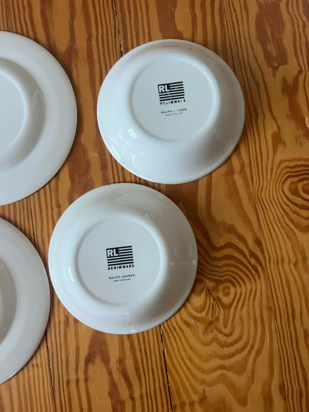 Ralph Lauren Denimware Kate Reverse 6 Pc Set 3 Plates 3 Soup Pasta Bowls England